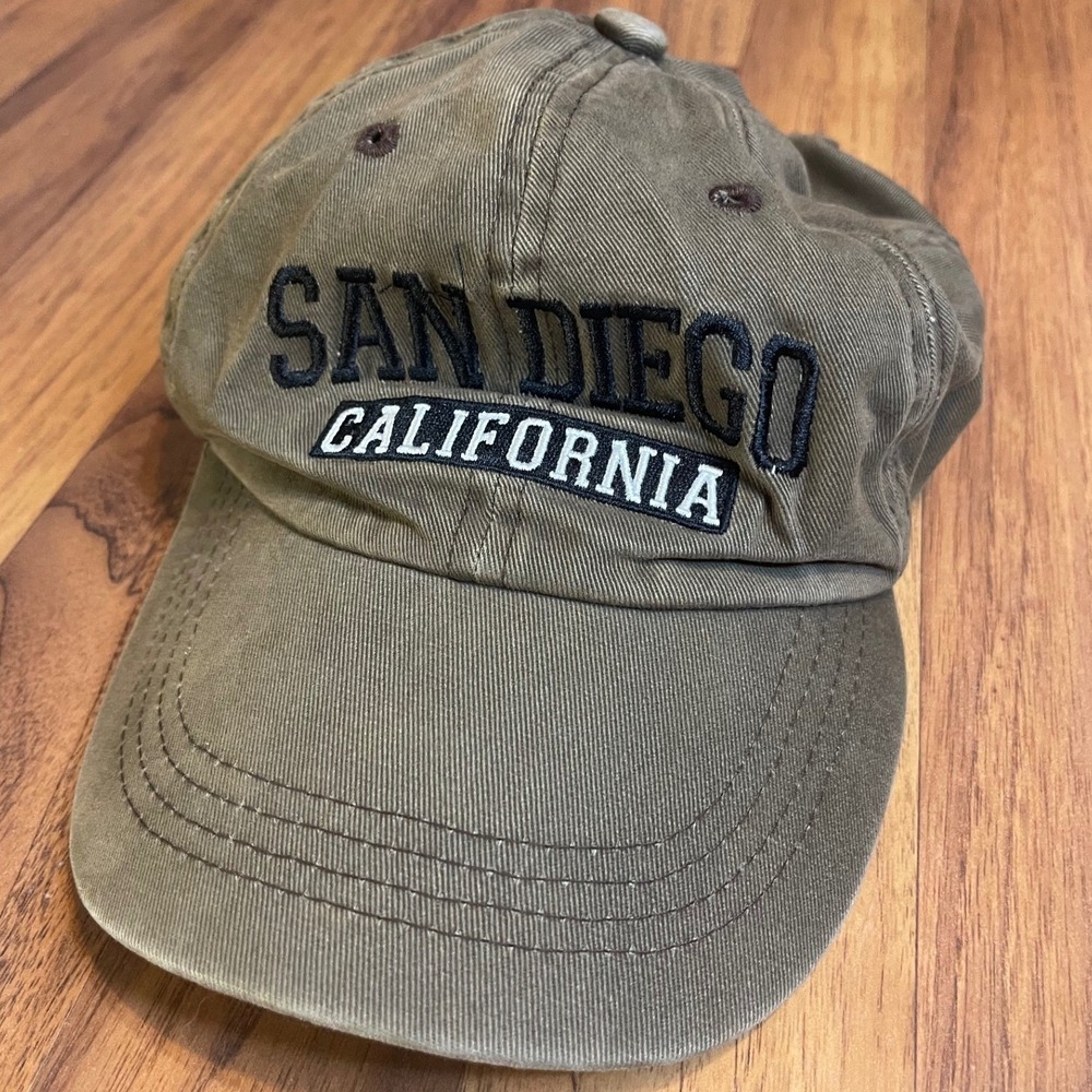 San Diego California Baseball Cap Olive Green Cotton Adjustable Hat RN 149331
